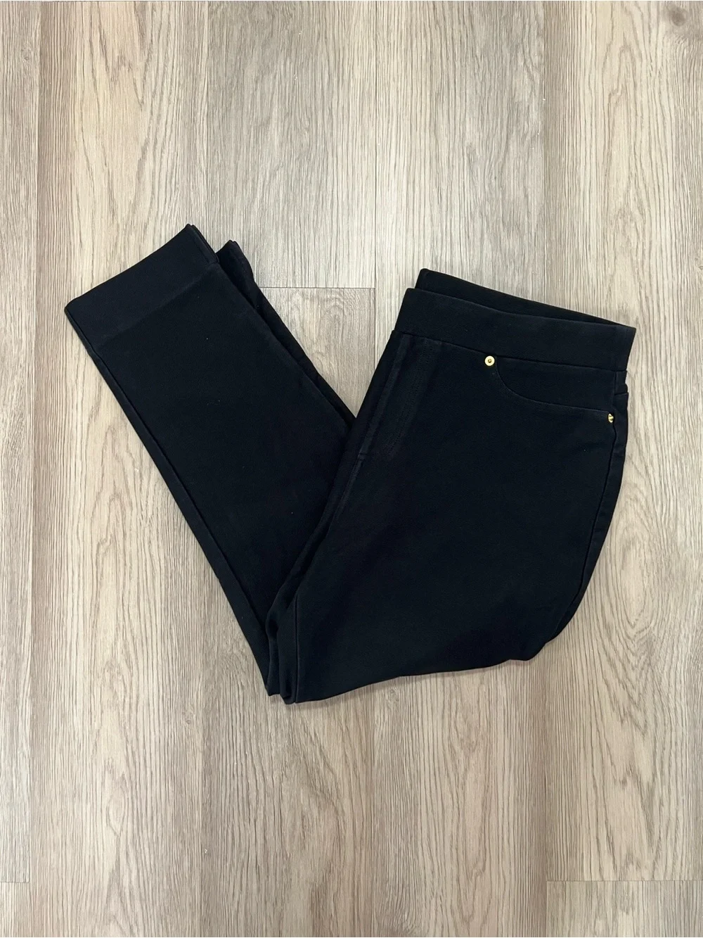 Michael Michael Kors Black Pull On Skinny Ankle Pants Gold Hardware XL